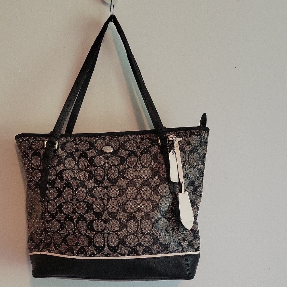 Coach Black and Gray Signature Tote